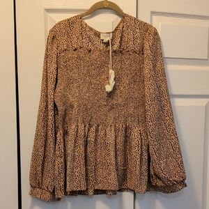 Orange Creek Beige and Black Patterned Blouse